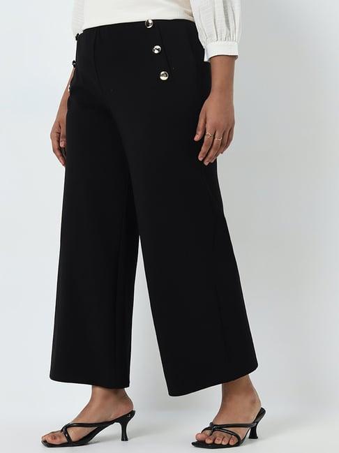 gia by westside black solid high-rise pants