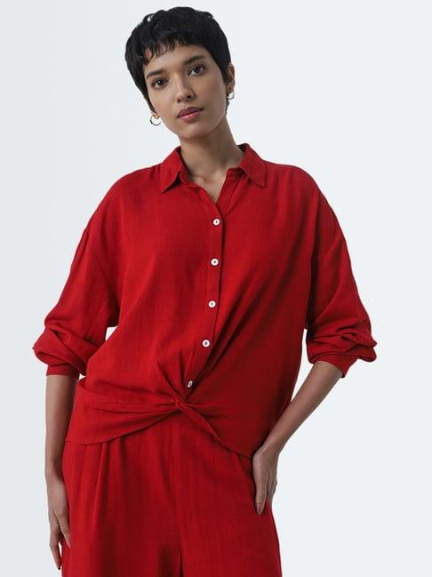 lov by westside red knot detail shirt