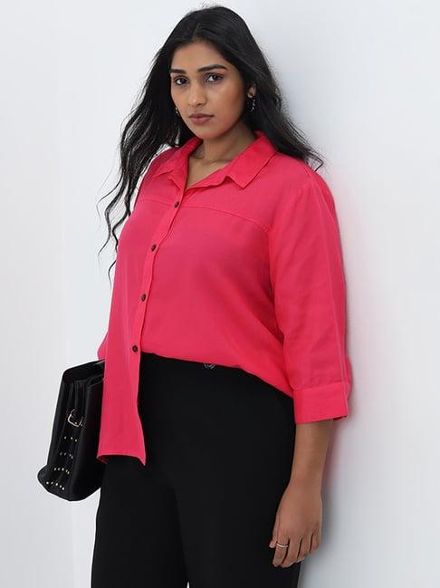 gia by westside solid pink shirt