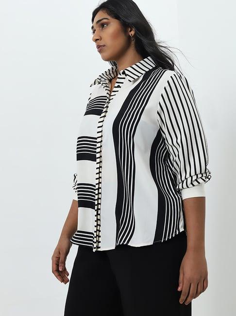 gia by westside black striped shirt