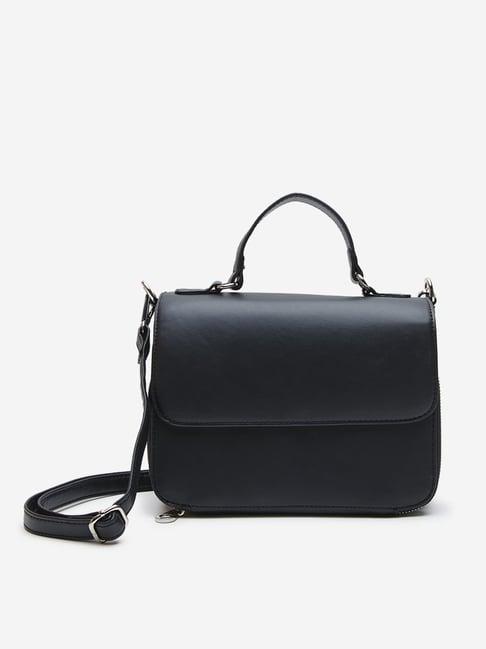 lov by westside black solid satchel bag