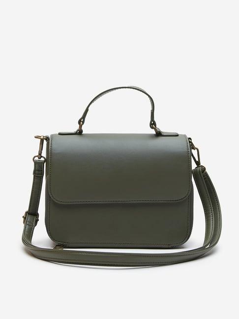 lov by westside olive solid satchel bag