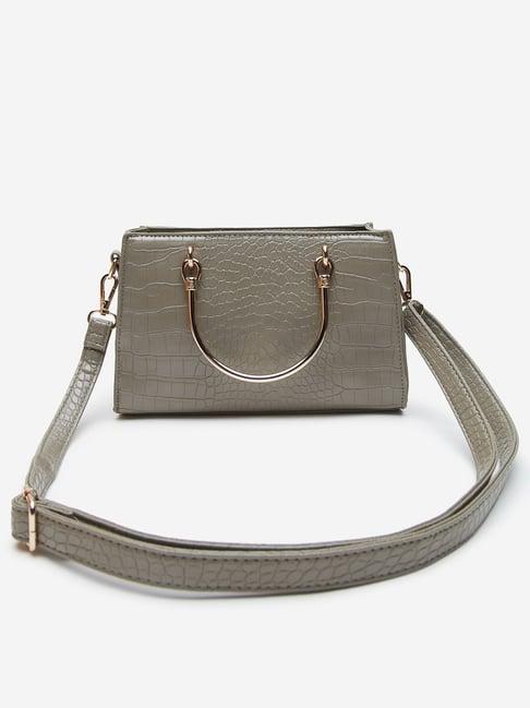 lov by westside taupe textured satchel bag