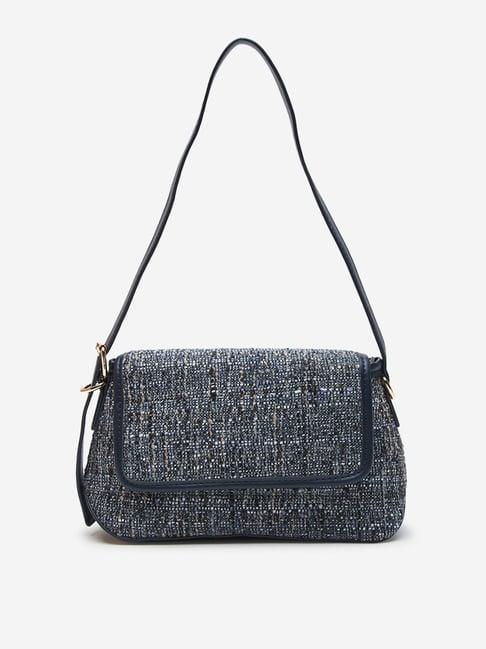 lov by westside navy knit textured sling bag