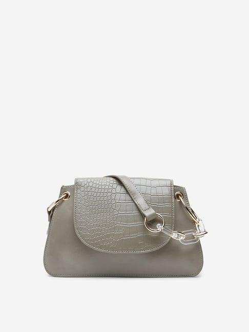 lov by westside taupe textured sling bag