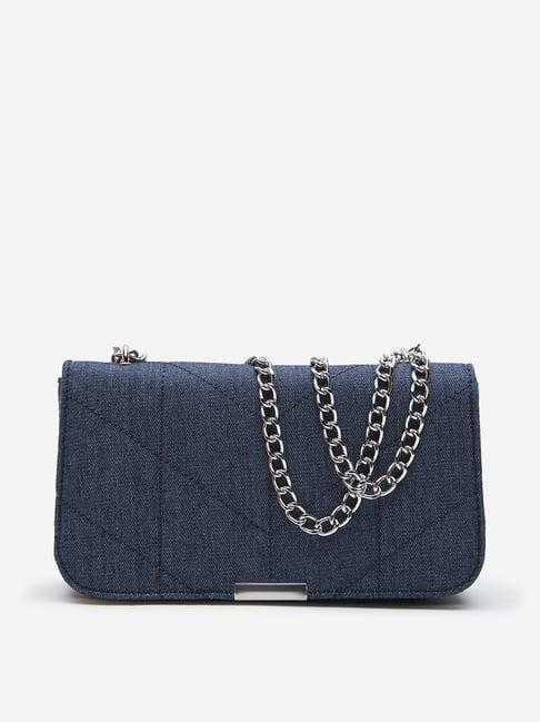 lov by westside dark blue chain-detailed sling bag