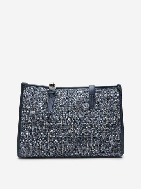 lov by westside navy knit textured tote bag