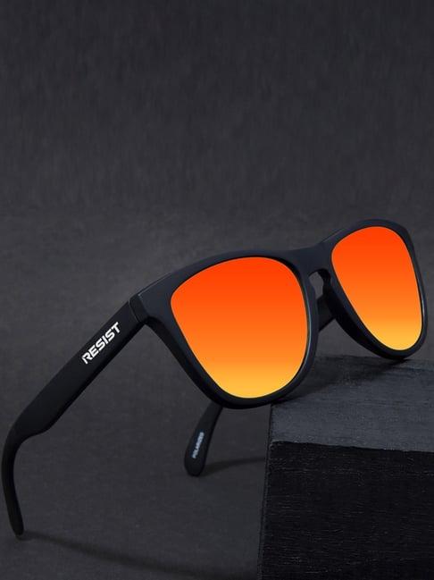 resist eyewear orange wayfarer uv protection unisex sunglasses