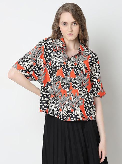 vero moda red printed shirt