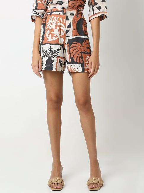 vero moda brown printed shorts