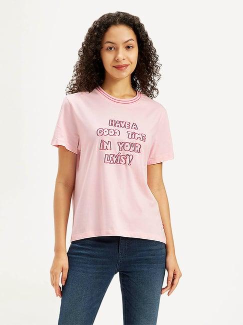 levi's light pink printed t-shirt