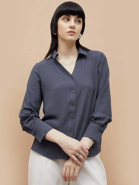 code by lifestyle blue plain shirt