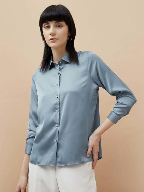 code by lifestyle blue plain shirt