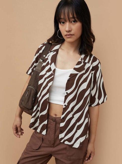 ginger by lifestyle brown printed top