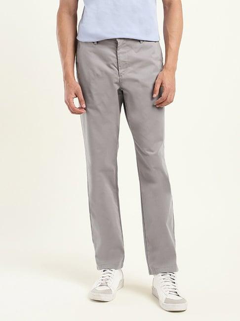 levi's grey cotton tapered fit trousers