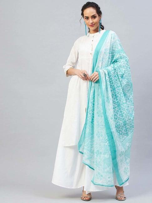 inweave blue printed dupatta