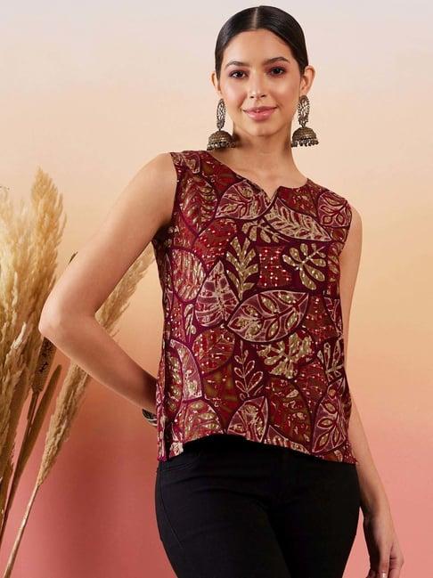 inweave maroon printed top