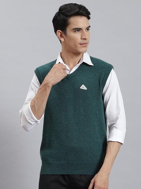 monte carlo green wool blend regular fit solid sweater