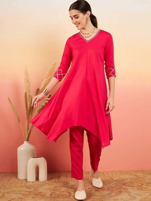 inweave pink kurta & pant set