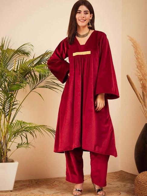 inweave red kurta & pant set