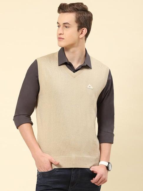 monte carlo camel wool blend regular fit solid sweater