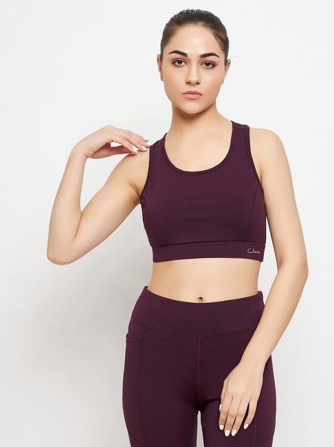 clovia purple racerback sports bra