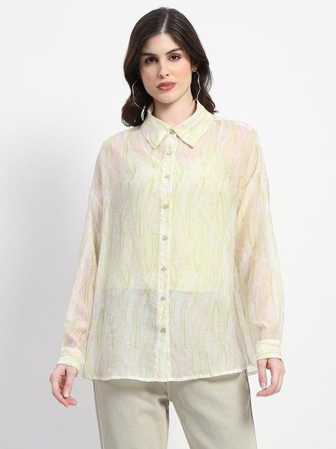 madame lime green printed shirt