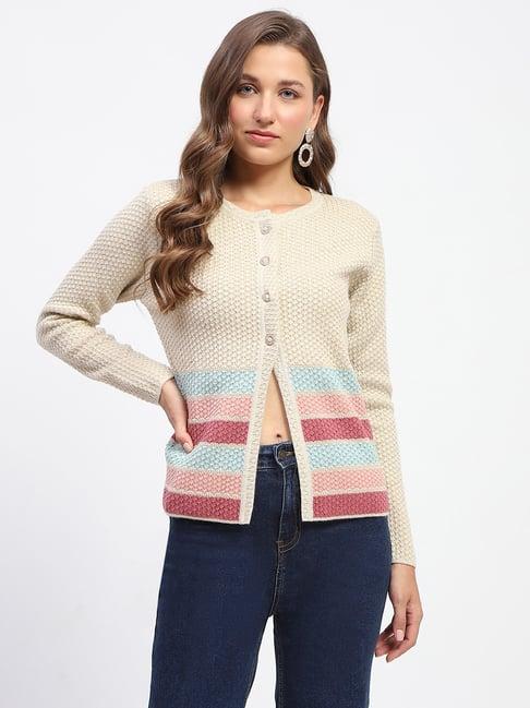 madame beige textured cardigan