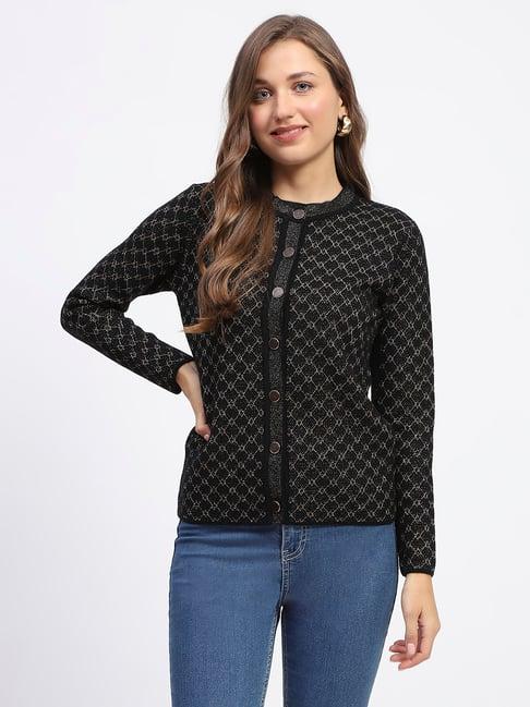 madame black printed cardigan