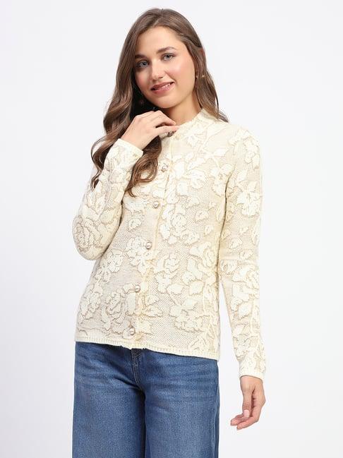 madame beige self design cardigan