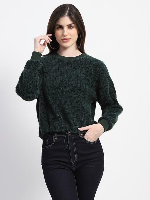 madame dark green cotton textured top