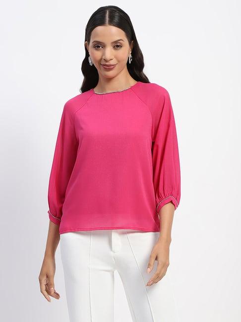 madame pink embellished top