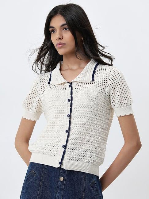 lov by westside off-white crochet shirt