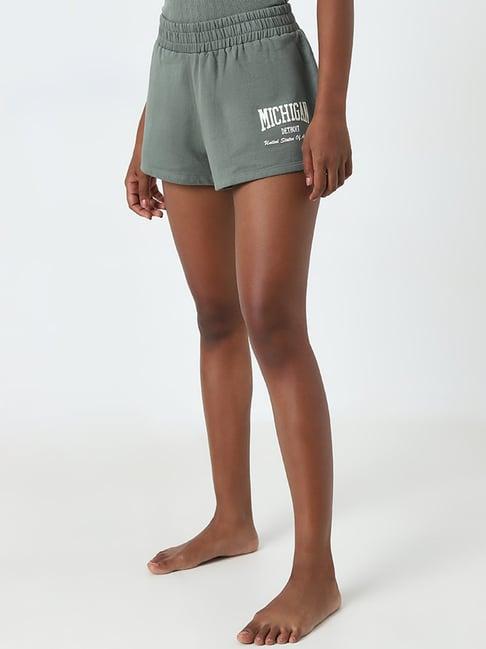 superstar by westside sage text printed high-rise cotton shorts