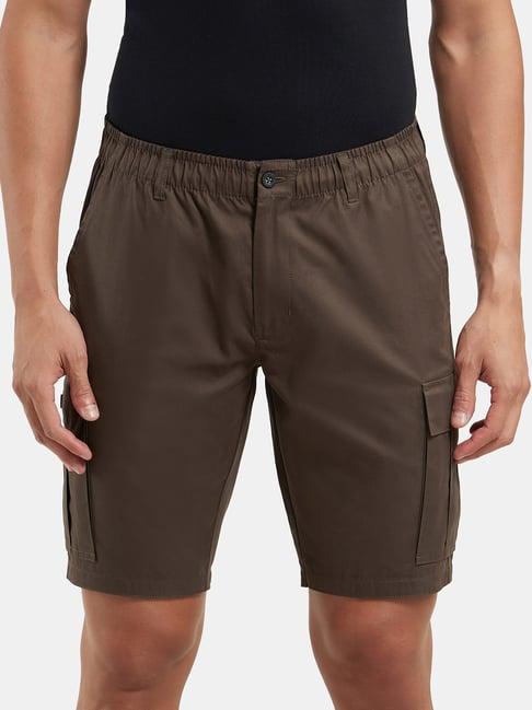 jockey brown cotton straight fit cargo shorts