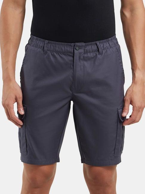 jockey grey cotton straight fit cargo shorts