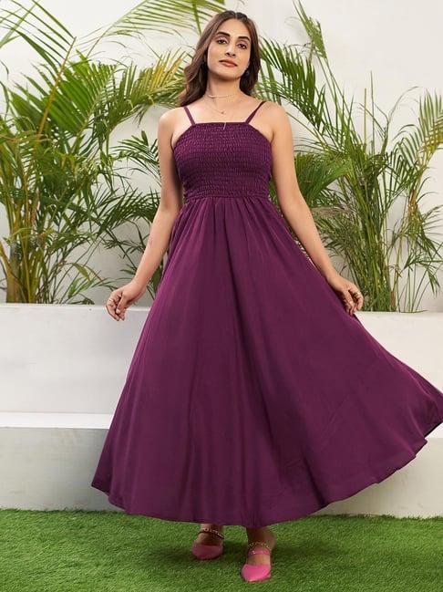 selvia purple regular fit maxi dress