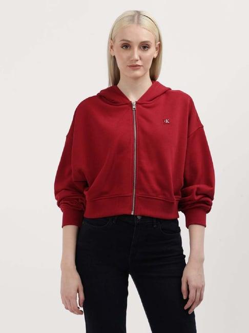 calvin klein red cotton sweatshirt