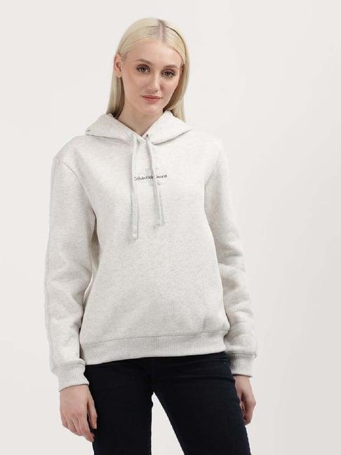 calvin klein ivory cotton embroidered sweatshirt