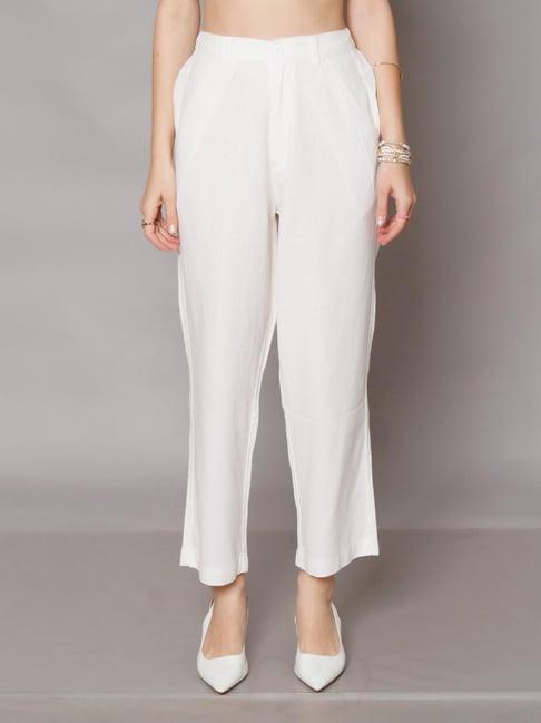 zink london off white straight fit high rise pants