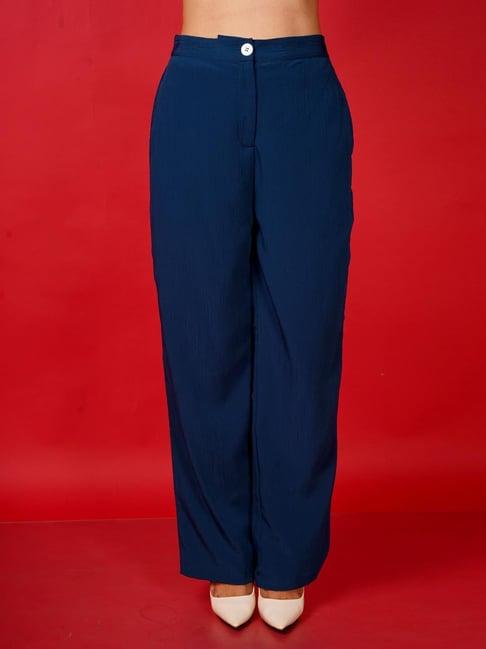 zink london royal blue straight fit high rise pants