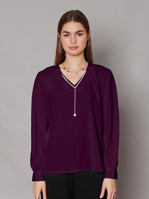 zink london purple embellished top