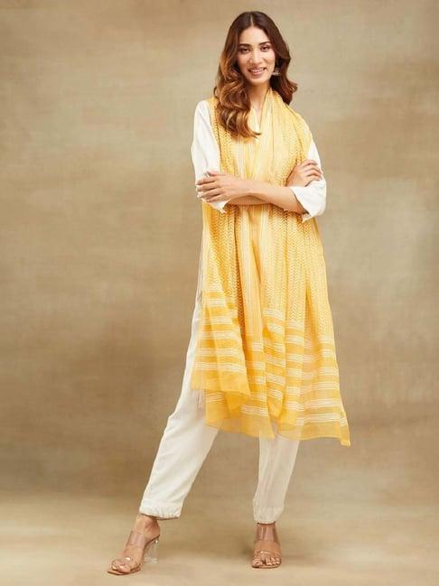 fabindia mustard printed dupatta