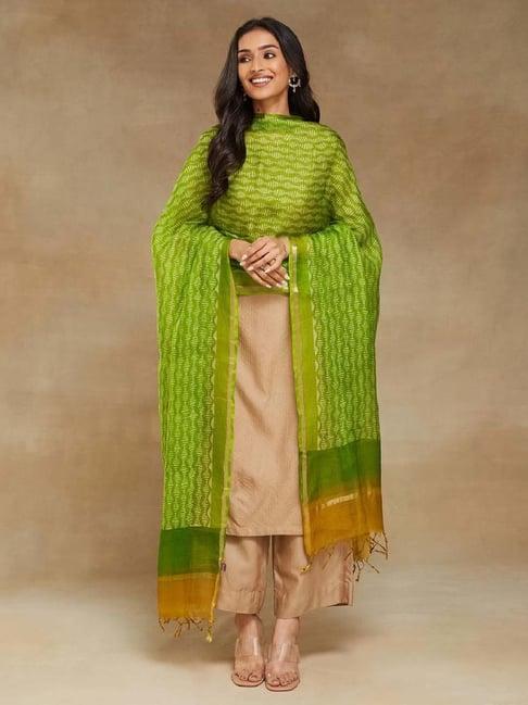 fabindia green printed dupatta