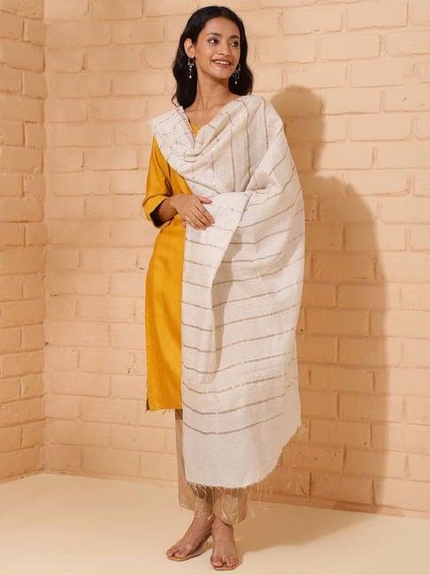 fabindia off-white striped dupatta