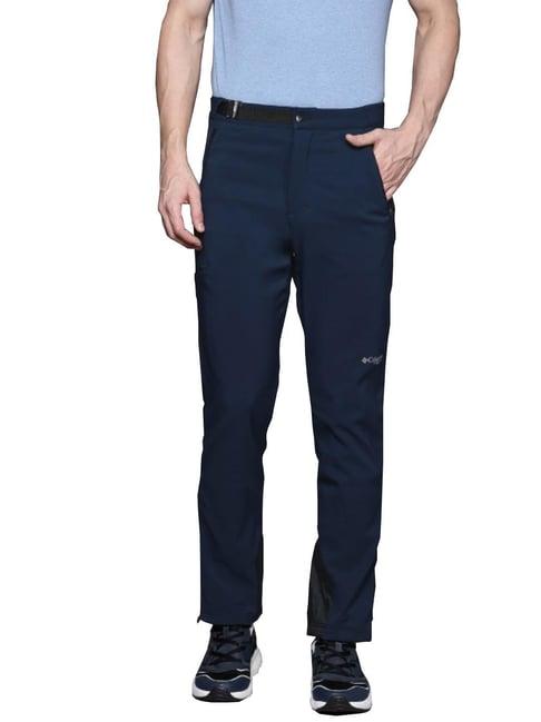 columbia blue polyester active fit casual trousers