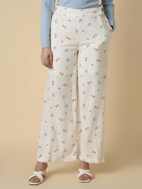 allen solly white printed flared pants