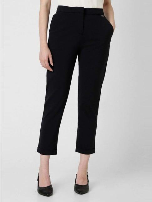 van heusen black mid rise cropped pants