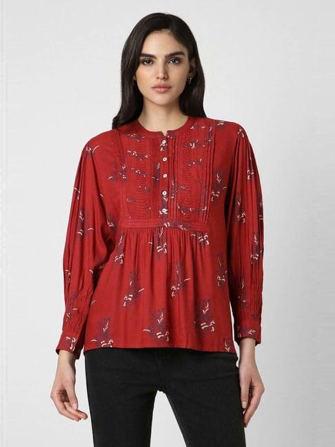 van heusen red printed tunic