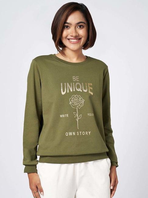 honey by pantaloons green cotton printed sweatshirt